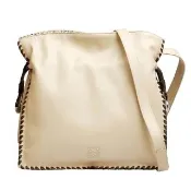 【LOEWE 羅威】FLAMENCO 30小羊皮編織飾邊蛇紋斜背束口包(展示品-米色380-38-H27-BEIGE)