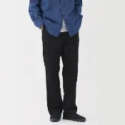 【MUJI 無印良品】男水洗綾織寬版褲(灰棕/深棕/黑色)