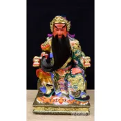 【皇龍佛具】8吋8手工樟木雕刻植髮關公 關聖帝君 協天大帝