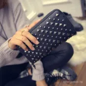 豪華錢包女士錢包設計師鉚釘品牌女性女士錢包 billetera mujer marcas famosas 2019 po