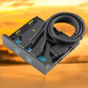 A086-含稅 USB3.0 前置面板 軟碟機擴充卡 鋁鎂合金 可接主機板19pin 轉換2個USB3.0介面