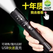新竹好物社 【強光遠射】神魚手電筒 LED手電筒 強光手電 戶外手電 便攜手電 變焦手電 USB充電 T6燈珠 多功能應急 家用戶外必備