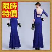 洋裝晚禮服-性感露背蕾絲修身長晚宴服4色65c13【獨家進口】【米蘭精品】