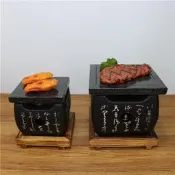 【廠家精選】火山石烤盤岩石燒耐高溫石烤肉盤酒精爐烤箱石板帶線槽熱石燒烤爐