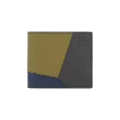 【LOEWE 羅威】Puzzle 拼色縫線小牛皮對開8卡短夾(橄欖綠/深棕)
