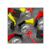 (店+)包裝材料-畢業帽球殼糖果空棒 （25cm紅點點紙管） 流蘇2色可選 g3830 