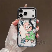 可愛抱枕派大星 磨砂黑邊 蘋果 iPhone 17 Pro Max 16 15 14 13 12 磁吸手機殼 防摔保護殼