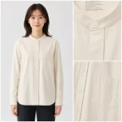 無印良品 MUJI  有機棉水洗牛津布 立領襯衫 棉100% 原價599元