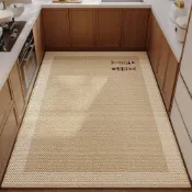 (店+)日式簡約亞麻地墊 厨房大面積地墊 防滑地墊 吸水吸油地毯 家用免息耐髒脚墊 大地毯 
