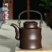 大玩家專營店 洋桶紫砂壺批發宜興原礦紫泥竹段提梁壺手工功夫茶具禮品