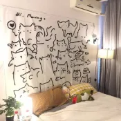 熱賣 背景布 掛布 背景裝飾 拍照絲綢布 絲光綢緞布 絲緞布 絲綢布 拍照 絲光布 綠幕 攝影布幕 長絨毛布 早上好貓咪