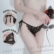 玩達人MasterToy 綁帶蕾絲雕花 薄紗性感 開襠內褲