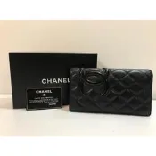 二手真品 CHANEL 黑色大C康朋長夾(有雷標/雷卡/盒子)