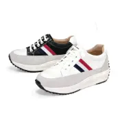 【Robinlo】厚底小白鞋 小白鞋 厚底鞋(Adelyn 酷炫三彩真皮) 俏皮白/時尚黑