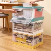 三開門 折疊收納箱 附滑輪 42L(置物箱 收納盒 衣物收納箱 整理箱)