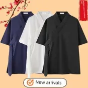 【可開發票】採購產品夏季短袖道教服，道教服，男士太極服，女士道教服，武術服，新型斜襟三領門外漢服