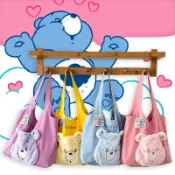 🌟現貨𝙔𝙪 𝙨𝙩𝙪𝙙𝙞𝙤 🌈carebears彩虹熊大容量帆布大容量 造型毛絨肩背包 手提袋 補習袋 帆布袋