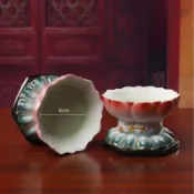 佛具 供盤 德化瓷 古蓮花座 家用 供奉 小供盤 擺件 佛前 佛具用品 鬥燭 燭臺 燭台 擺飾 宴王用品 宴王擺件 供盤