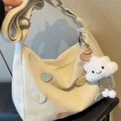 現貨速發 👜 帆布包女2026新款夏季簡約百搭大容量斜背包 休閒通勤餃子包 學生外出輕便單肩包
