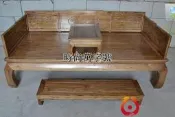 EZBUY-古味居大羅漢床三件套復古草龍床 榻榆木實木家具雕花板 床
