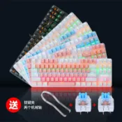 拾光藏寶閣 【雙色87鍵】機械鍵盤 青軸鍵盤 電競鍵盤 有線鍵盤 USB鍵盤 87鍵緊湊設計 青軸紅軸可選 清脆段落手感 辦公遊戲兩用 適用CF吃雞
