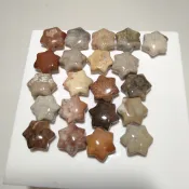 diy 手作材料 水晶配件 散珠 G116 珊瑚玉 六角星 福氣滿滿 吉祥如意 菊花玉 天然石 天然