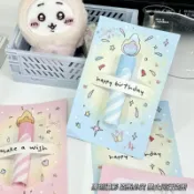 ✨台灣出貨✨ins可愛創意蠟燭賀卡手寫治癒生日賀卡祝福卡片diy禮物3d明信片