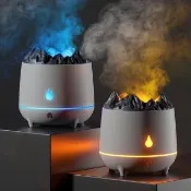 【zLife】仿真火山水氧香氛機 大容量霧化加濕器 可定時芬香噴霧器 擴香香薰機/氛圍燈 400ml()