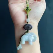 天然緬甸玉 翡翠 吉祥如意 春帶彩 象 設計款 包掛 禮物 車掛