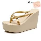 love juicy拖鞋女夏外穿11cm厚底防滑涼拖鞋wedge sandals