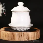🏆️供茶杯🏆️白玉瓷金邊陶瓷供水杯 陶瓷供佛凈水杯聖水杯用具廠家敬神杯 神明水杯 佛杯