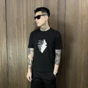 美國百分百【全新真品】BOSS 短袖 棉質 T恤 圓領 T-shirt 休閒 上衣 logo 短T 黑色 DI53