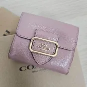 【COACH】Morgan 方形馬車LOGO金屬釦飾零錢袋皮革短夾禮盒組