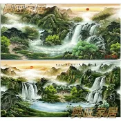 【台灣出貨 免運】山水畫 旭日東升高山流水萬財歸宗聚寶盆源遠流長國畫招財風水畫聚寶盆字畫客廳辦公室裝飾畫 絹本畫心可直貼