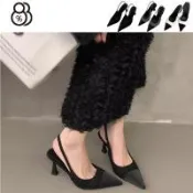 【88%】跟高7cm 高跟鞋 小香風法式細跟氣質尖頭淺口單鞋後空仙女風包頭涼鞋 3色