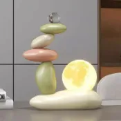 樂購優品百貨 石來運轉桌面小擺件氛圍燈小夜燈水晶球家居軟裝飾品喬遷開業禮品