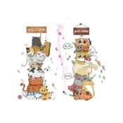 (店+)貓咪疊羅漢 歡迎光臨 寵物店 創意牆貼 兒童房 臥房 玄關 牆面貼紙 拼貼 豎版(牆貼 裝飾牆貼 壁貼)