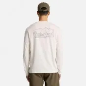 【Timberland】男款白色圖案長袖T恤(A2CM8CM9)