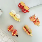 ๑餅乾媽๑現貨 垃圾食物系列 雞腿 漢堡 大亨堡 薯條 啤酒 高熱量 雙配件 側邊壓夾 瀏海壓夾 髮夾 側邊髮夾 小夾