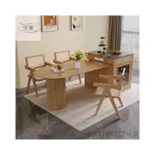 (店+)開發票 可上門安裝 島臺餐桌一體實木多功能抽拉傢用侘寂風高級巖闆廚房伸縮中島臺桌