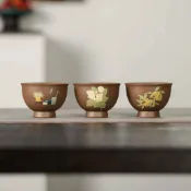 全球選品1館 生活百貨 宜興紫砂主人杯精品泥繪聞香杯小客杯功夫茶具品茗杯茶具