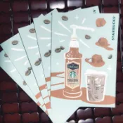 現貨 星巴克 STARBUCKS 鹹焦糖風味糖漿 貼紙 酷卡 明信片 咖啡豆 