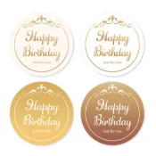 超便宜小舖  禮品貼紙  金緻祝福   圓型  花絮  生日快樂 Happy Birthday