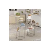 (店+)費+ 高品質服裝店展示架 服裝店櫥窗展示架金色高低鞋包四層中島陳列道具大理石裝飾流水臺