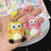 🔥臺灣熱銷🔥超Q海綿寶寶鑰匙扣 冰透派大星掛件 可愛少女書包掛飾 卡通閨蜜禮物 情侶鑰匙扣 海綿寶寶掛件 派大星鑰匙鏈