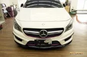 Dr. Color 玩色專業汽車包膜 M-Benz CLA45 髮絲黑/金屬紅/極光粉紫_B柱/後視鏡線條/前保桿局部