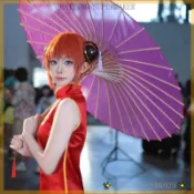 銀魂 神樂 神威 cosplay 道具傘 100公分 大傘面 綢布無油可上捷運 古風雨傘 長柄傘 動漫周邊 日式紙傘
