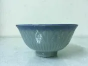 WH27274【四十八號老倉庫】全新 早期 台灣 藍釉 樹葉紋 古早碗 飯碗 米糕碗 碗粿碗 完整 1碗價