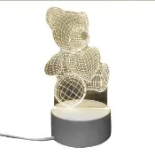 【Viita】聖誕禮物/交換禮物3D創意立體壓克力LED床頭夜燈(愛心熊)