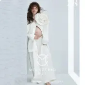 協貿國際日用品生活12館 影樓孕婦拍照服裝高定簡約白色直筒闊腿褲西裝孕照藝術寫真衣服